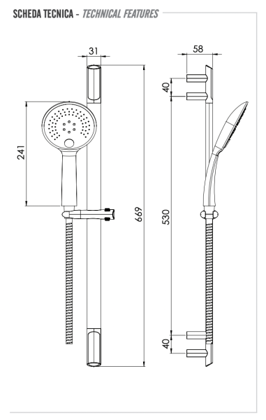 Душевая стойка с ручным душем и шлангом Remer 317V315P3