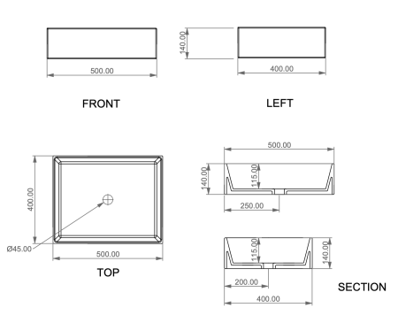 Раковина накладная 50x40 см GSG Ceramic Design Zenith ZELAVFS50000, белый глянцевый