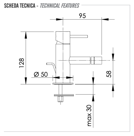 Смеситель для биде Remer X Style X20NP, никель брашированный
