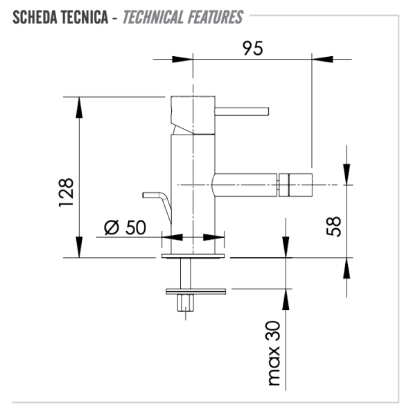 Смеситель для биде Remer X Style X20NO, чёрный матовый