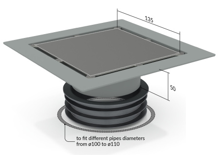 Трап 115х115 мм, решетка под плитку, сухой затвор OMP Tea Kalamata Unseen 9977.798.9