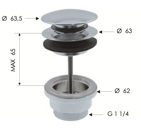 Донный клапан универсальный 1”1/4 Daniel A735R