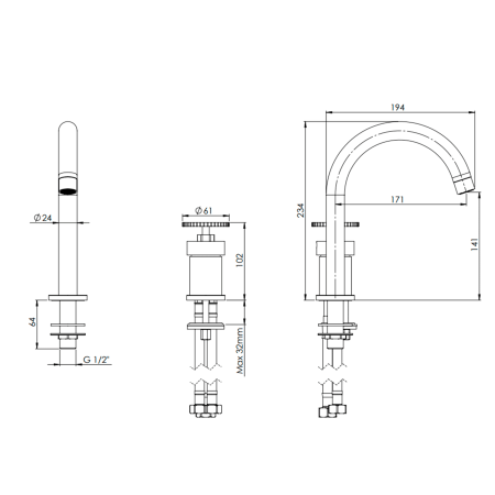 Смеситель для раковины Remer Chrono CH57