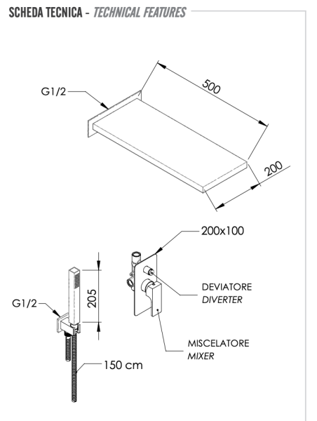 Комплект: Душевая система Remer Absolute AU09S02SS