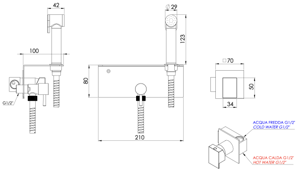 Гигиенический душ со смесителем Daniel Skyline SK646Z4DCTCR