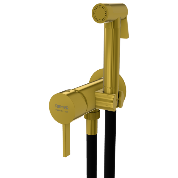 Гигиенический душ со смесителем Remer Metrica MC65OEWBGP, золото глянцевое PVD