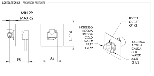Смеситель для душа Remer X Style X30QXV, сталь