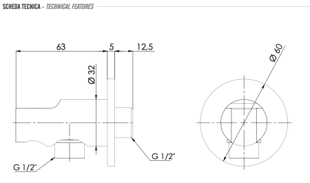 Держатель ручного душа с подключением шланга Remer 337MDO, золото глянцевое