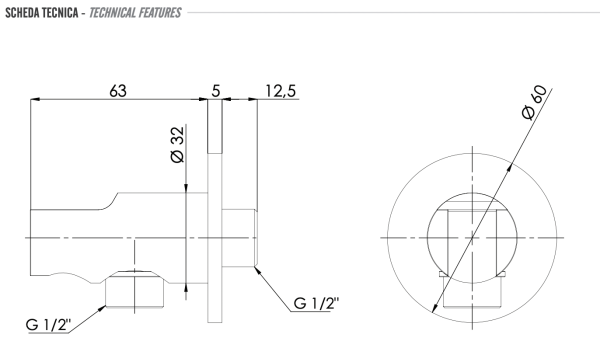 Держатель ручного душа с подключением шланга Remer 337MRL, медь глянцевая