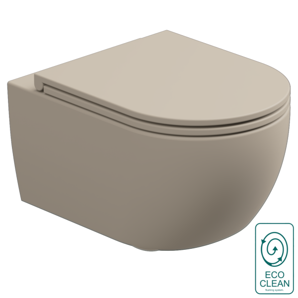 Чаша подвесного унитаза биколор со смывом Eco Clean (торнадо) GSG Ceramic Design Like LKWCSOECBI000/034, White/Sabbia Matt