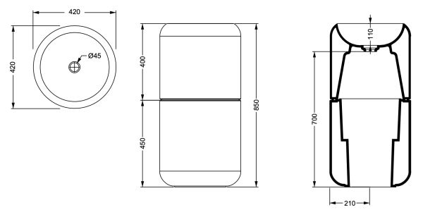 Раковина напольная 42 см GSG Ceramic Design Petra PELAVCOLFS031, Salvia Matt
