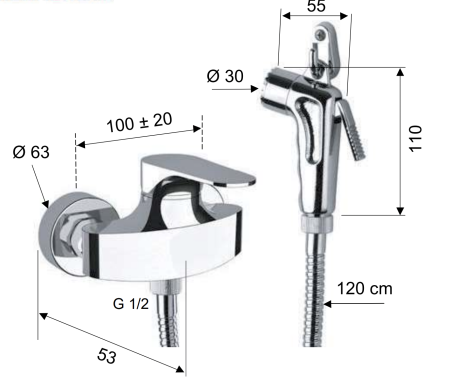 Гигиенический душ со смесителем Remer Class Line LC31DP