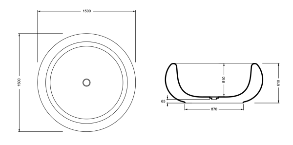 Ванна отдельностоящая 150 см GSG Ceramic Design Petra VAPE040, Denim Glossy
