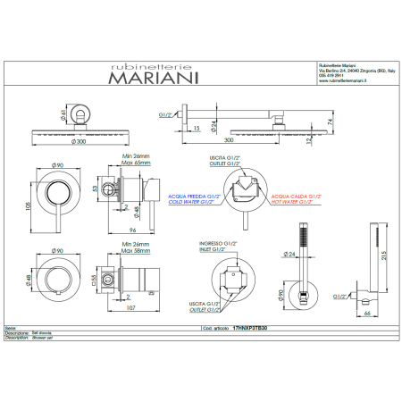Душевая система Mariani Next B3717HNXP3TB30, белый матовый