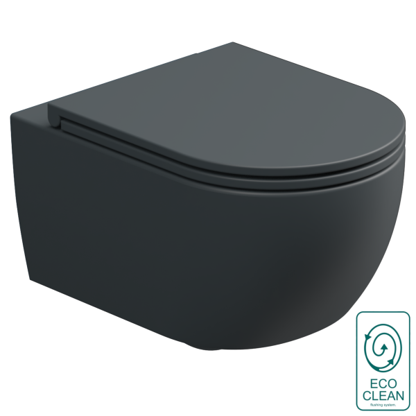 Чаша подвесного унитаза со смывом Eco Clean (торнадо) GSG Ceramic Design Like LKWCSOEC028, Ebano Matt