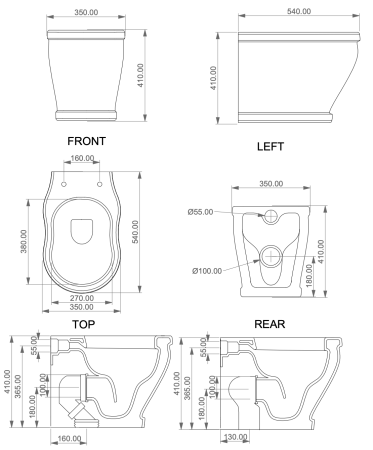 Чаша напольного унитаза с креплением GSG Ceramic Design Time RUTIWC01000FI, белый глянцевый