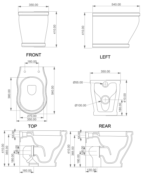 Чаша напольного унитаза с креплением GSG Ceramic Design Time RUTIWC01000FI, белый глянцевый