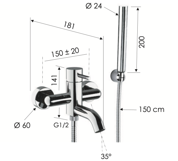 Смеситель для ванны Remer X Style X02CFP, черный брашированный хром