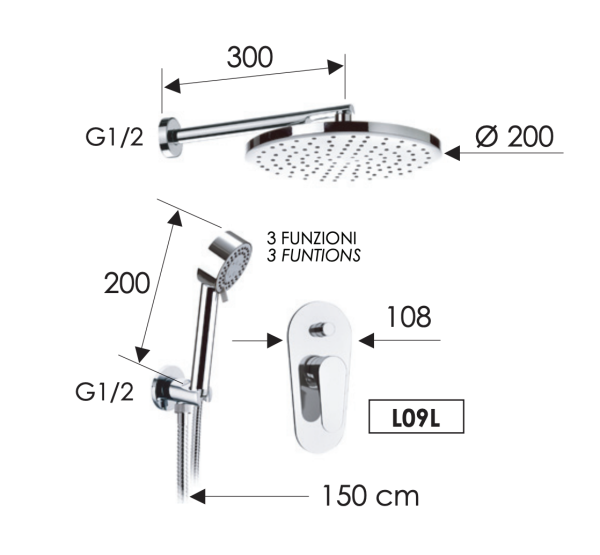 Комплект: Душевая система Remer Class Line L09S02