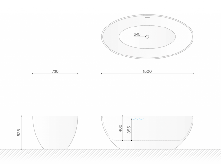 Ванна отдельностоящая 1500x730 мм Technova Ov VATO5, белый глянец
