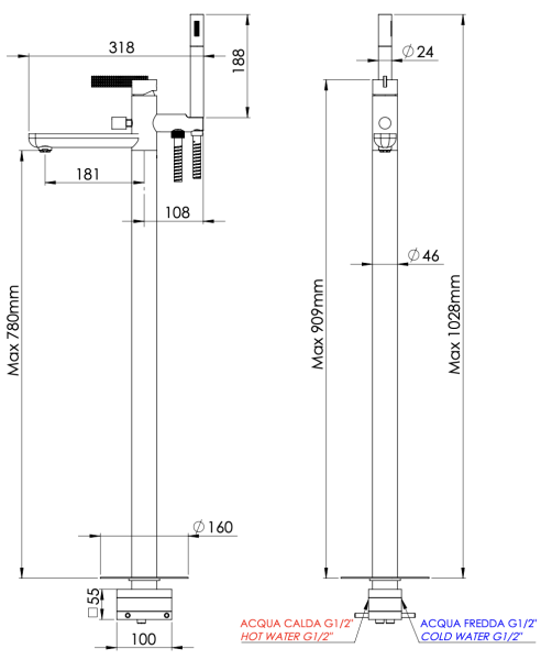 Смеситель для ванны Daniel Club ANC678SM, латунь Сан-Марко