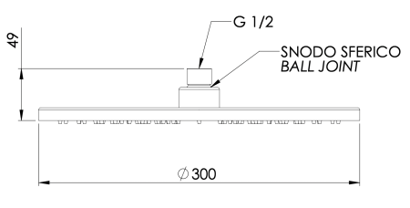 Верхний душ с шарнирным соединением 30 см Remer 359MM30CFPX, черный брашированный хром