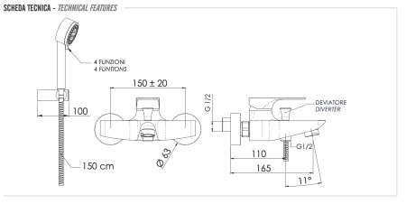 Смеситель для ванны Remer Class Line L02