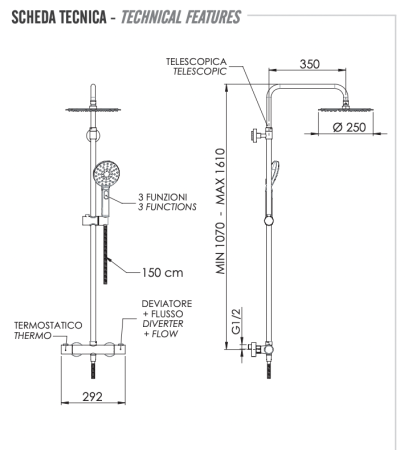 Душевая система термостатическая Remer EQ32A8MPUFM25G