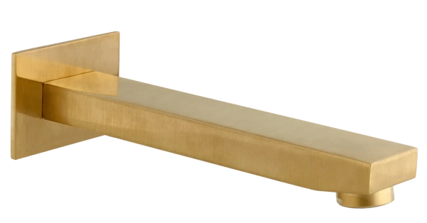 Излив настенный 18 см Remer Qubika 91QBG, золото брашированное