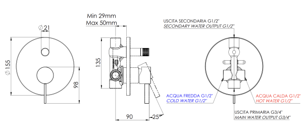Смеситель для душа Remer Metrica MC09H