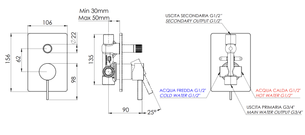 Смеситель для душа Remer Metrica MC09HG
