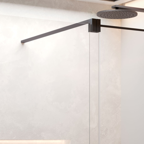 Дверь в нишу сдвижная 140 см (137-139x200) Novellini H Style HSTYLE140D-1H, правая, профиль Black Matt, стекло прозрачное CrystalClear