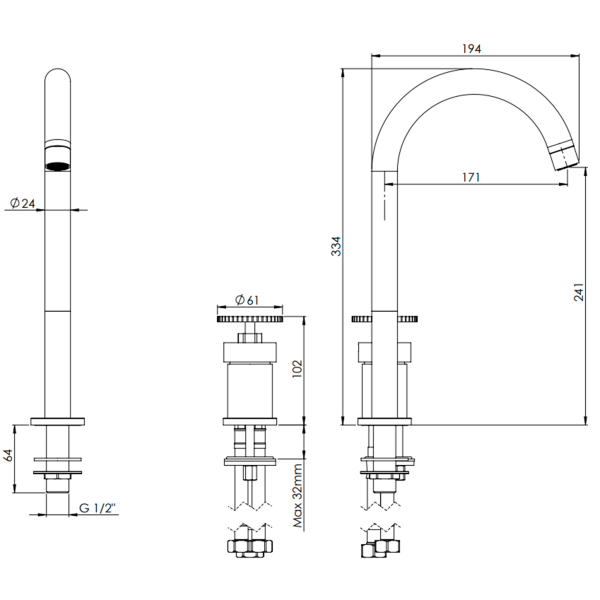 Смеситель для раковины Remer Chrono CH57L