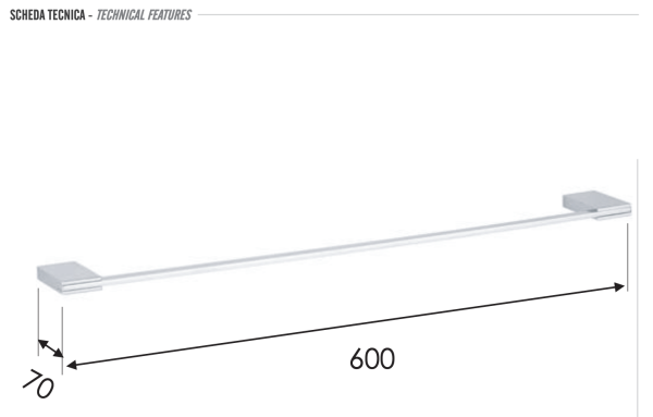 Полотенцедержатель 60 см Remer Flat FT30CR