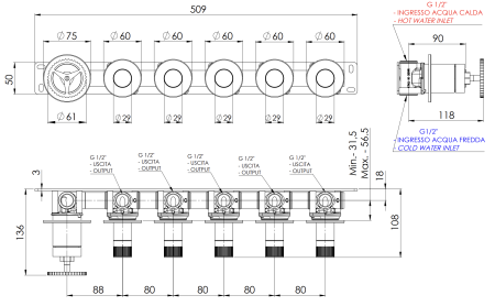 Смеситель для душа Remer Chrono CH98D5PXV, сталь