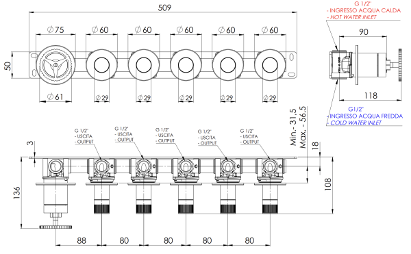 Смеситель для душа Remer Chrono CH98D5P