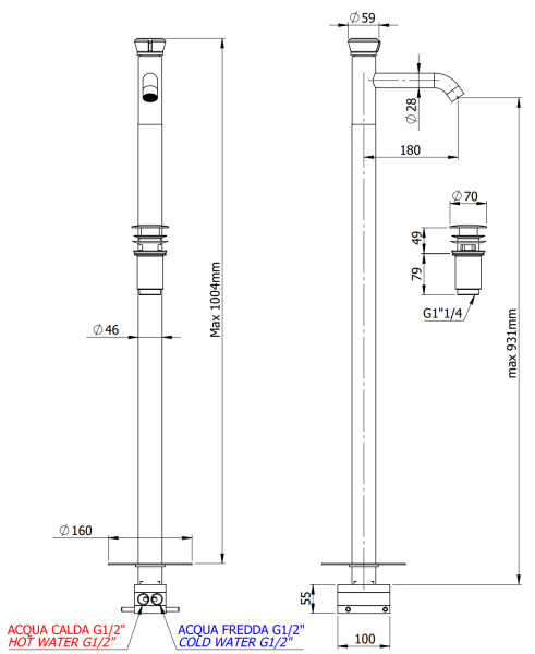 Смеситель для раковины Remer Element ET18RP, медь брашированная