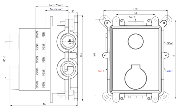 Скрытая часть на 2 выхода Remer Thermobox RRBOX99D2