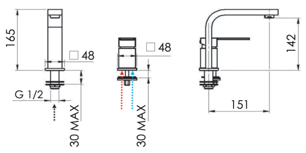 Смеситель для раковины Remer Qubika Q57NO, черный матовый