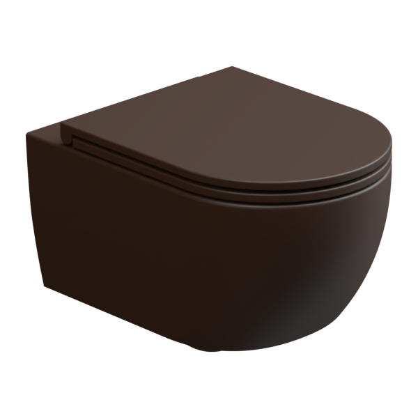 Чаша подвесного унитаза биколор со смывом Eco Clean (торнадо) и креплением GSG Ceramic Design Like RULKWCSOECBI000/035FI, White/Cacao Matt