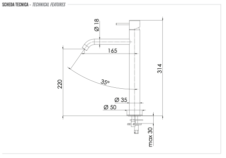 Смеситель для раковины Remer X Style INOX SSX10LXLB, нержавеющая сталь