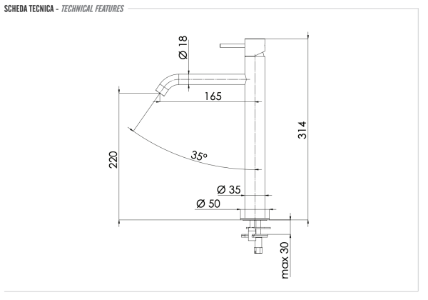 Смеситель для раковины Remer X Style INOX SSX10LXLB, нержавеющая сталь