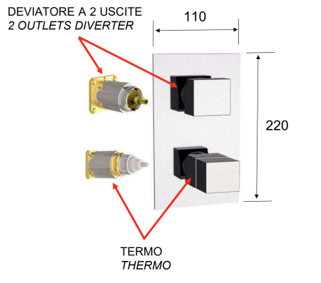 Смеситель термостатический для душа Remer Q-Elegance QT92KBXV, сталь