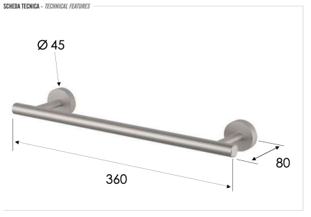 Полотенцедержатель 30 см Remer INOX SSXI40L30, нержавеющая сталь