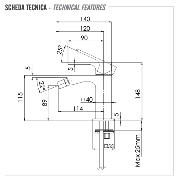 Смеситель для биде Remer Absolute AU22BO, белый матовый