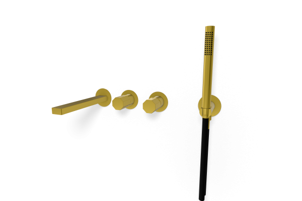 Смеситель для ванны Remer Ottagono ON53D2PWBHS, латунь брашированная PVD