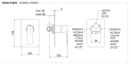 Смеситель для душа Remer Energy EY30L