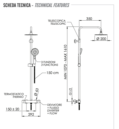 Душевая система термостатическая Remer Elegance EQ32A8MPMD20