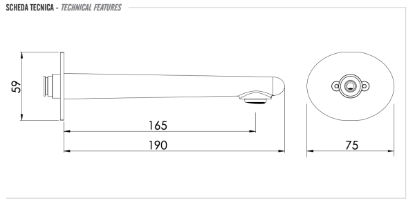 Излив настенный 19 см Remer 91V