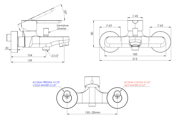Смеситель для ванны Mariani Winter B00212WN